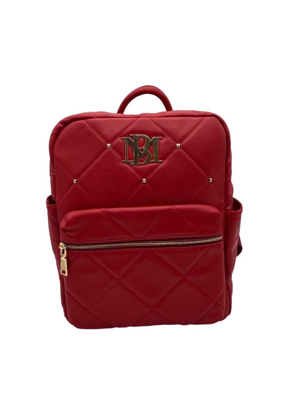 Badgley Mischka Red Quilted Leather Backpack